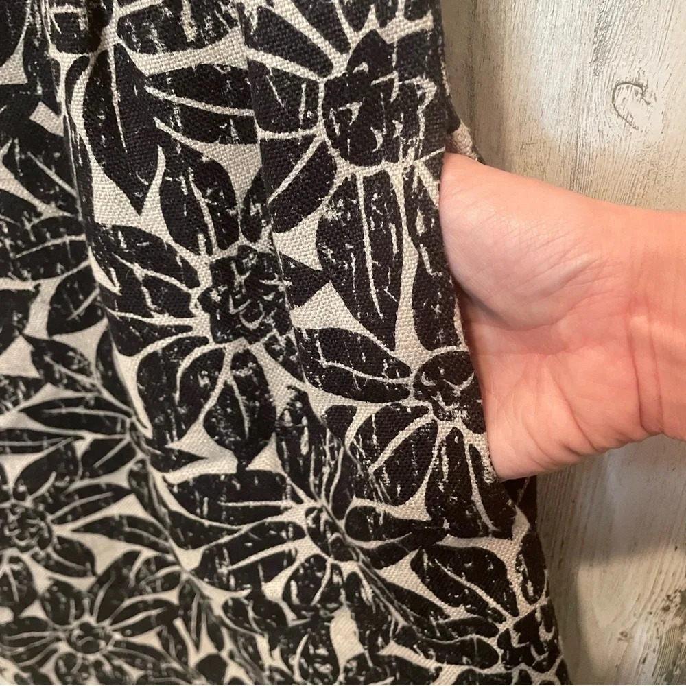 Michael Kors Linen Floral Cap Sleeve Dress-Khaki/Black size 6‎ - Picture 3 of 7